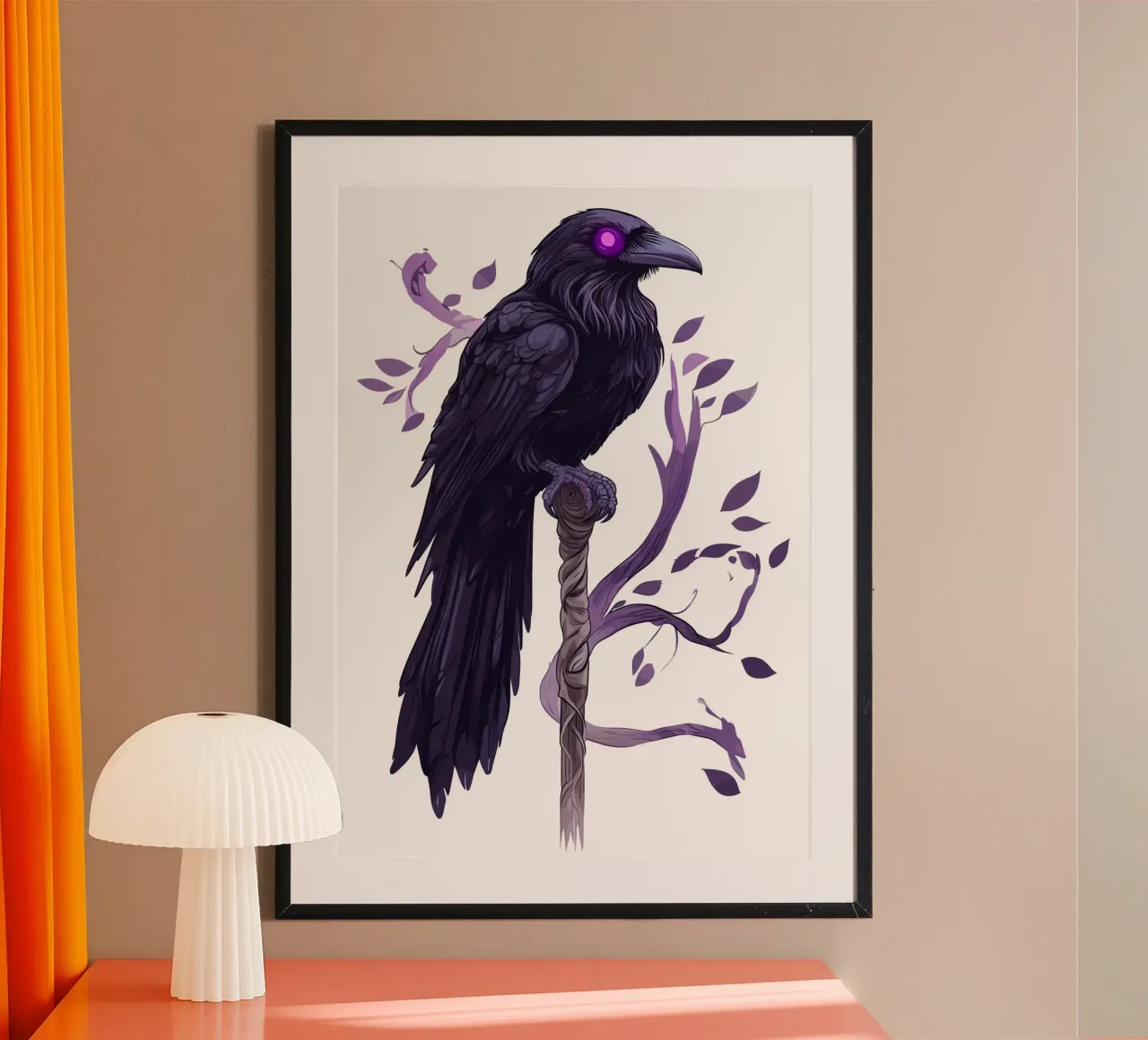 Corvo mistico con occhi luminosi poster da pixelbull - medieval art and more