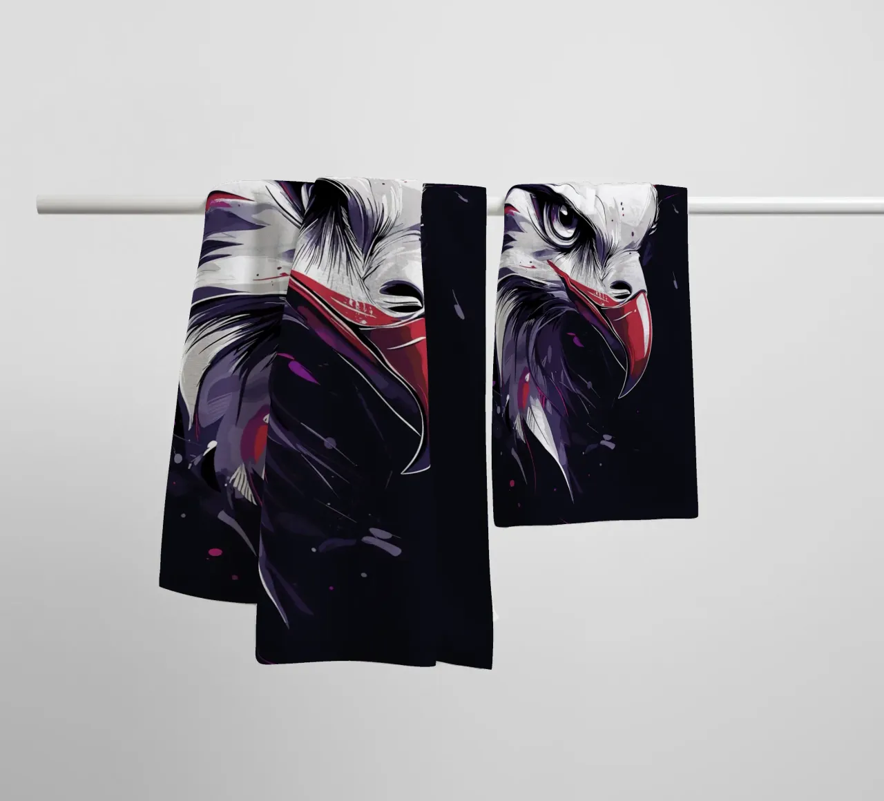 Dynamic eagle in a storm of colour towel by pixelbull - medieval art and more