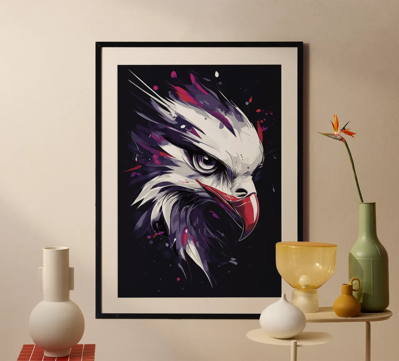 Aquila dinamica in una tempesta di colori poster da pixelbull - medieval art and more
