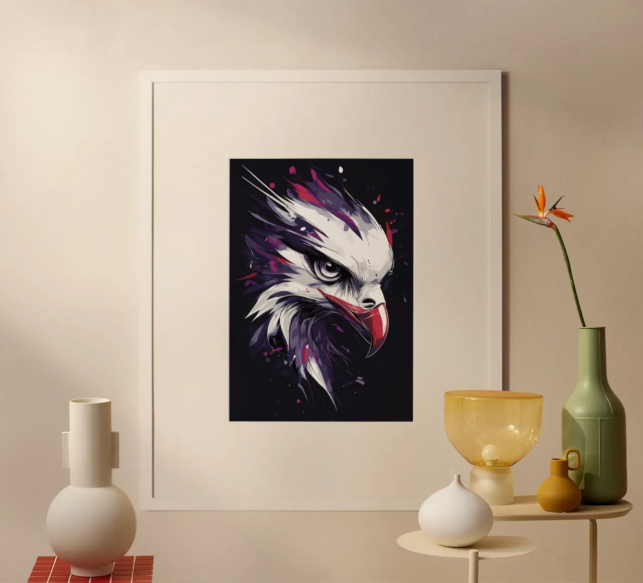 Aquila dinamica in una tempesta di colori poster da pixelbull - medieval art and more