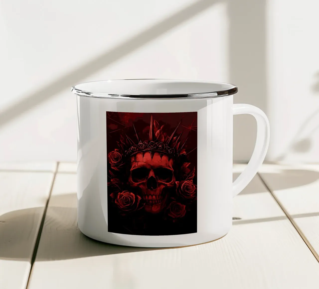 Corona spinosa su un teschio tazza in smalto da pixelbull - medieval art and more