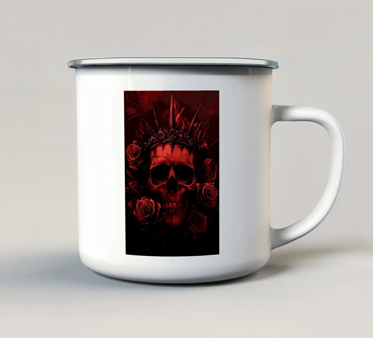 Corona spinosa su un teschio tazza in smalto da pixelbull - medieval art and more