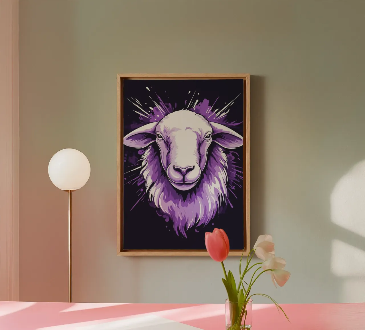 Ritratto di una pecora viola tela con Cornice a cassetta da pixelbull - medieval art and more