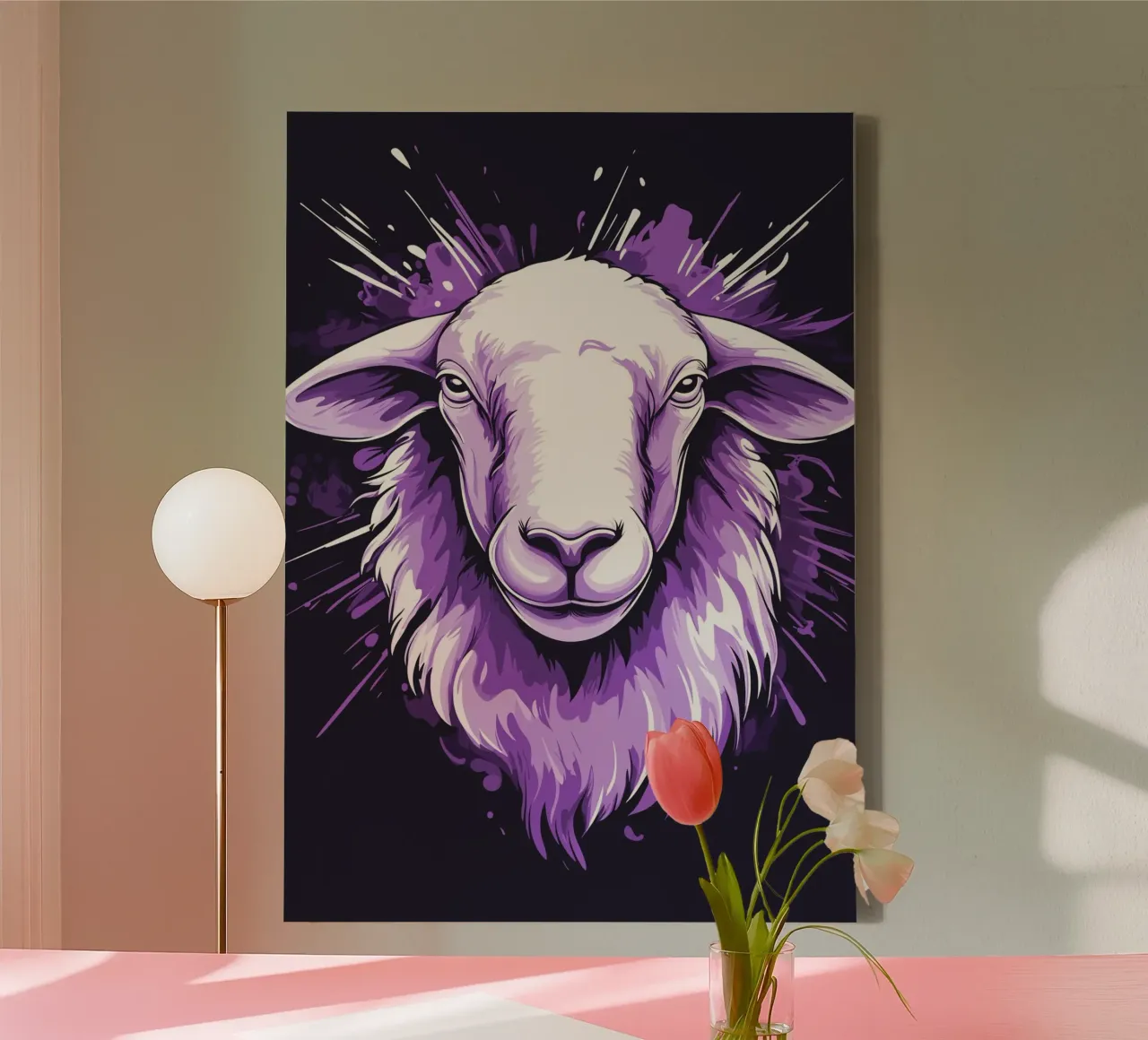 Ritratto di una pecora viola tela con Cornice a cassetta da pixelbull - medieval art and more
