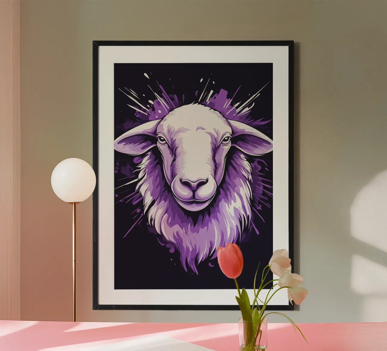 Ritratto di una pecora viola poster da pixelbull - medieval art and more