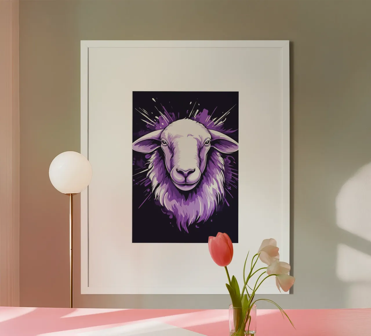 Ritratto di una pecora viola poster da pixelbull - medieval art and more