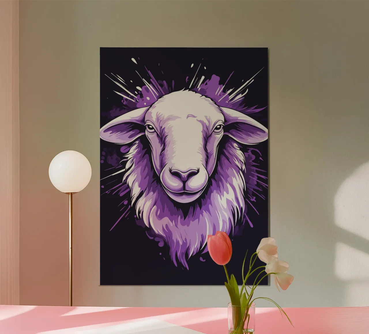 Ritratto di una pecora viola poster da pixelbull - medieval art and more