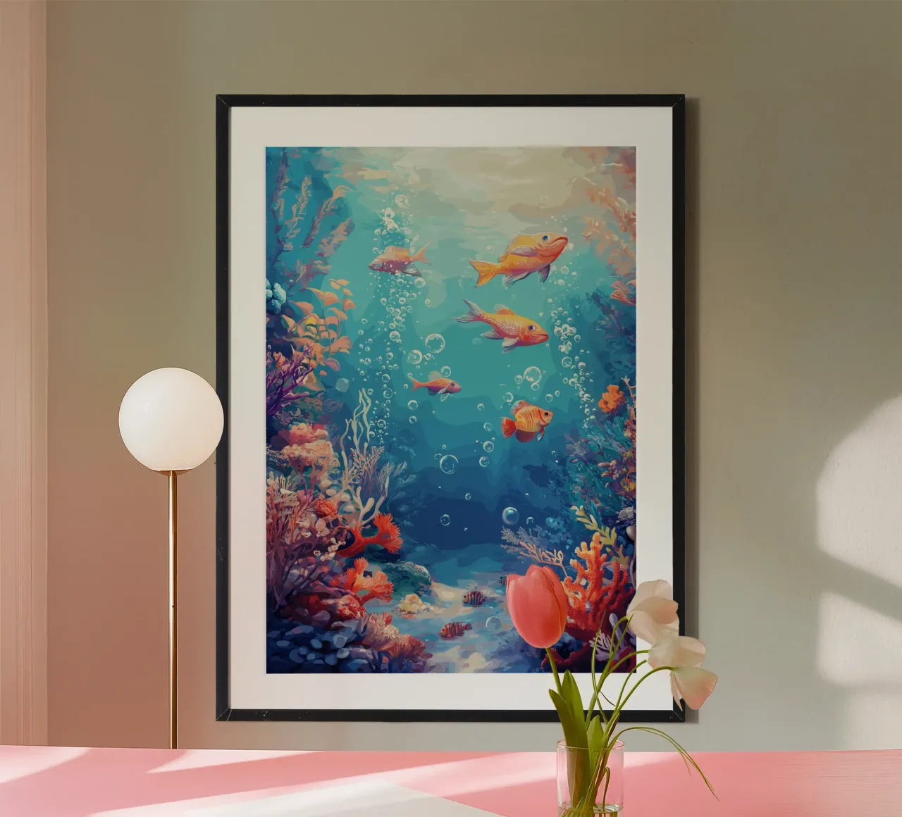 Un vivace mondo sottomarino con pesci colorati poster da pixelbull - medieval art and more