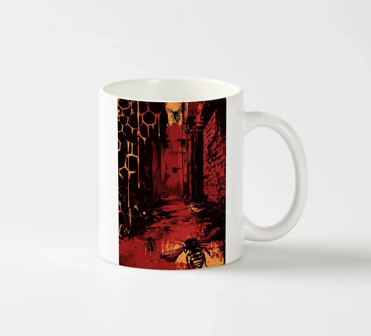 Vicolo da incubo con api e nidi d'ape tazza in ceramica da pixelbull - medieval art and more