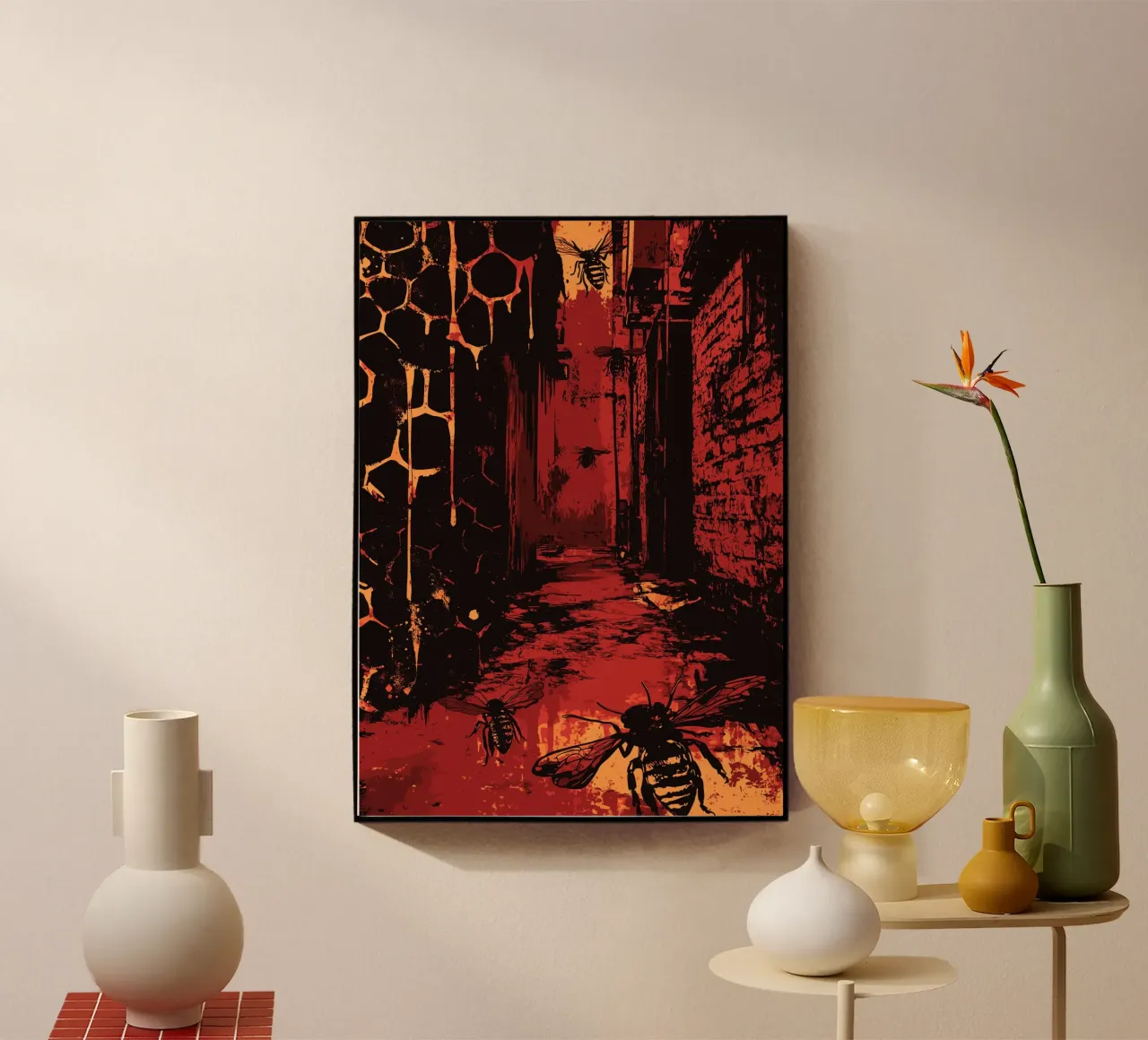 Vicolo da incubo con api e nidi d'ape plexiglass da pixelbull - medieval art and more
