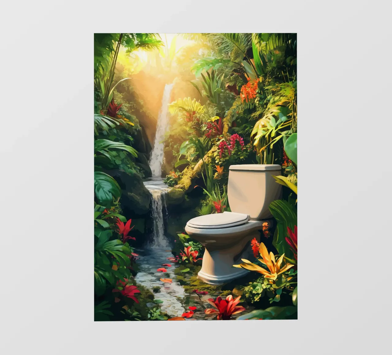 Toilette in un'oasi tropicale con cascata pellicola backlit da pixelbull - medieval art and more