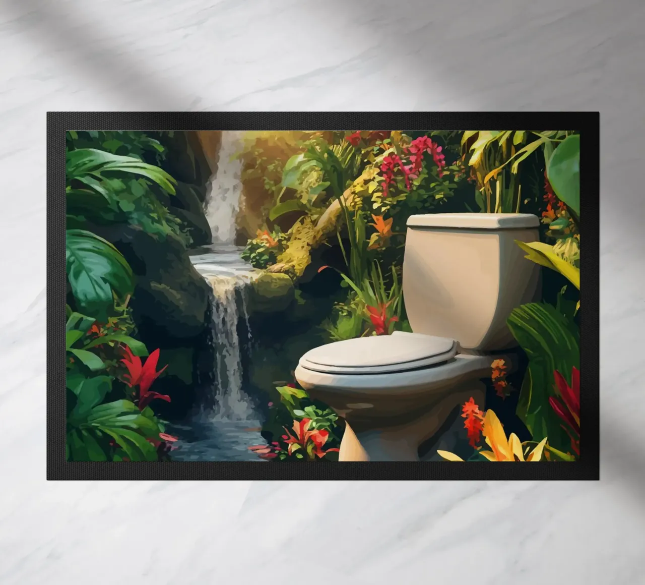 Toilette in un'oasi tropicale con cascata zerbino da pixelbull - medieval art and more