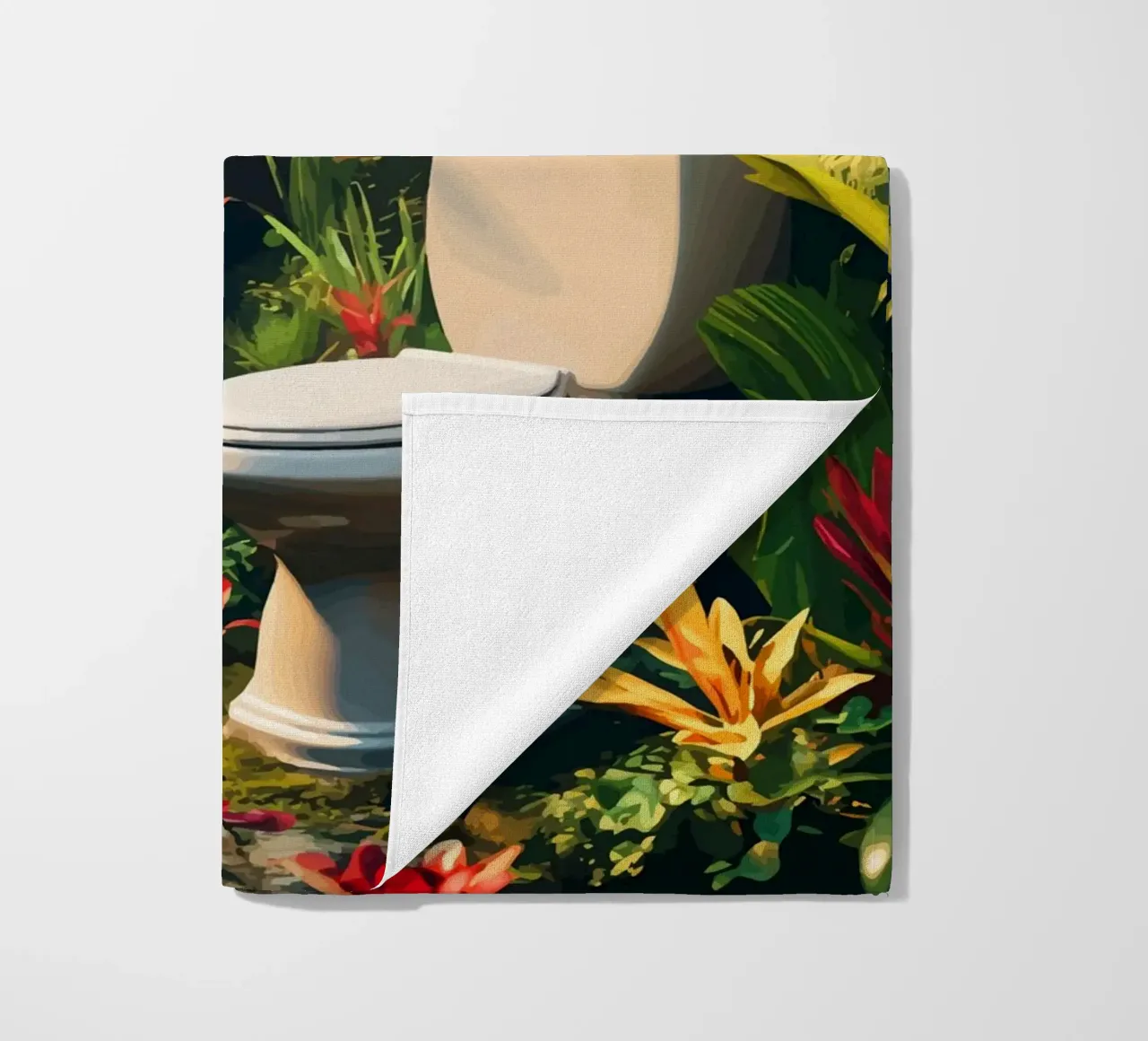 Toilette in un'oasi tropicale con cascata telo mare da pixelbull - medieval art and more
