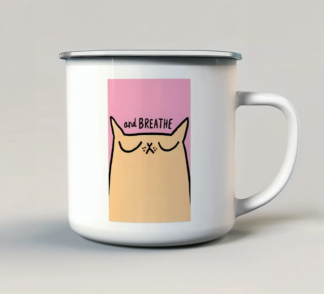 "and BREATHE" tazza in smalto da Type & Tape