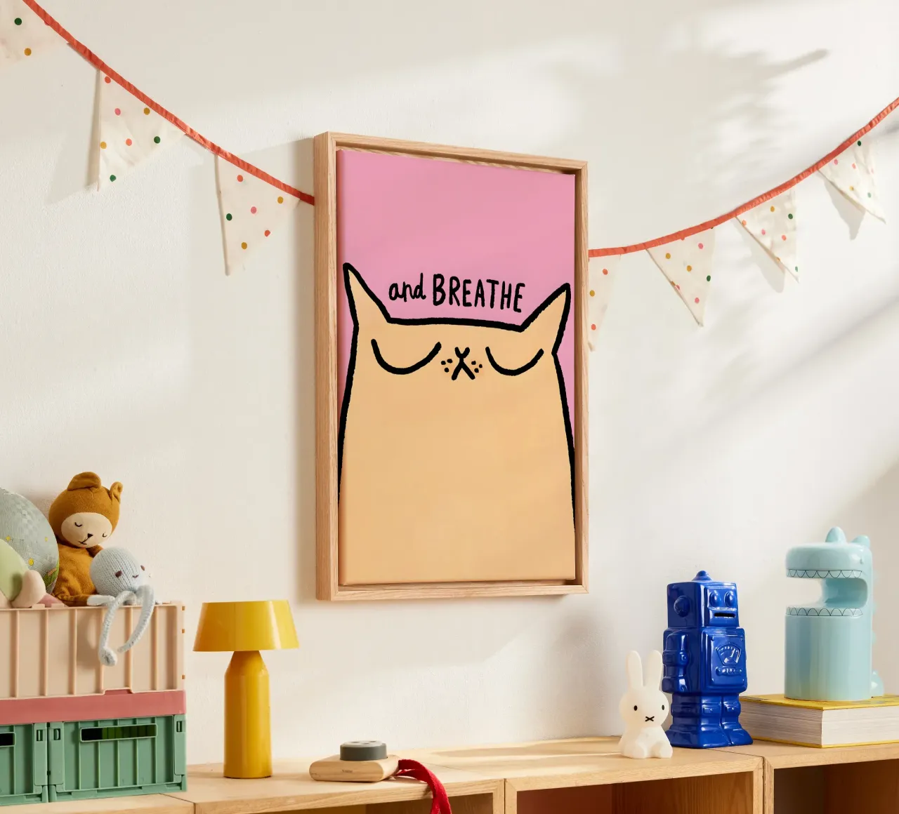 "and BREATHE" canvas met Baklijst van Type & Tape