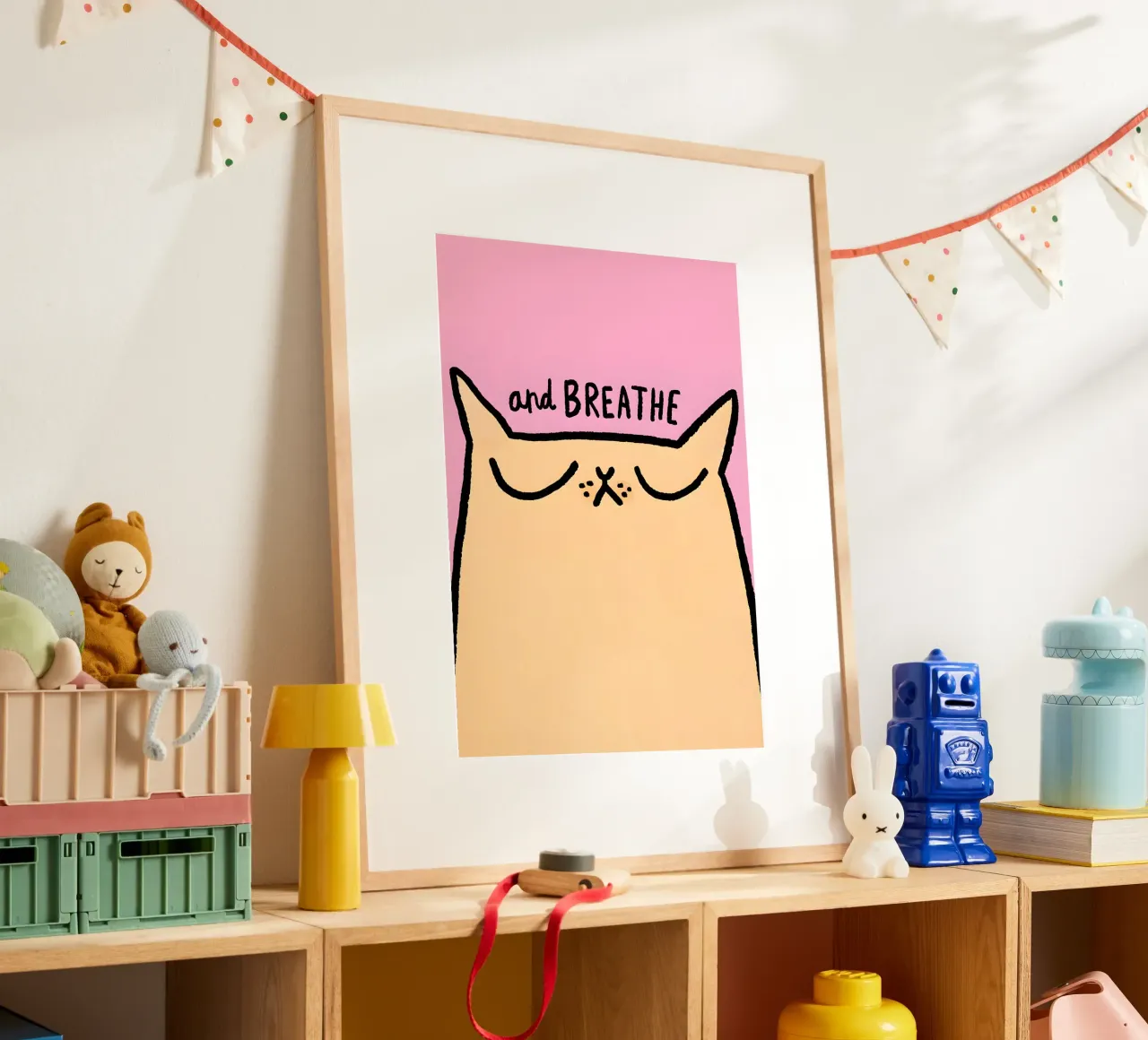 "and BREATHE" poster con telaio in plastica da Type & Tape