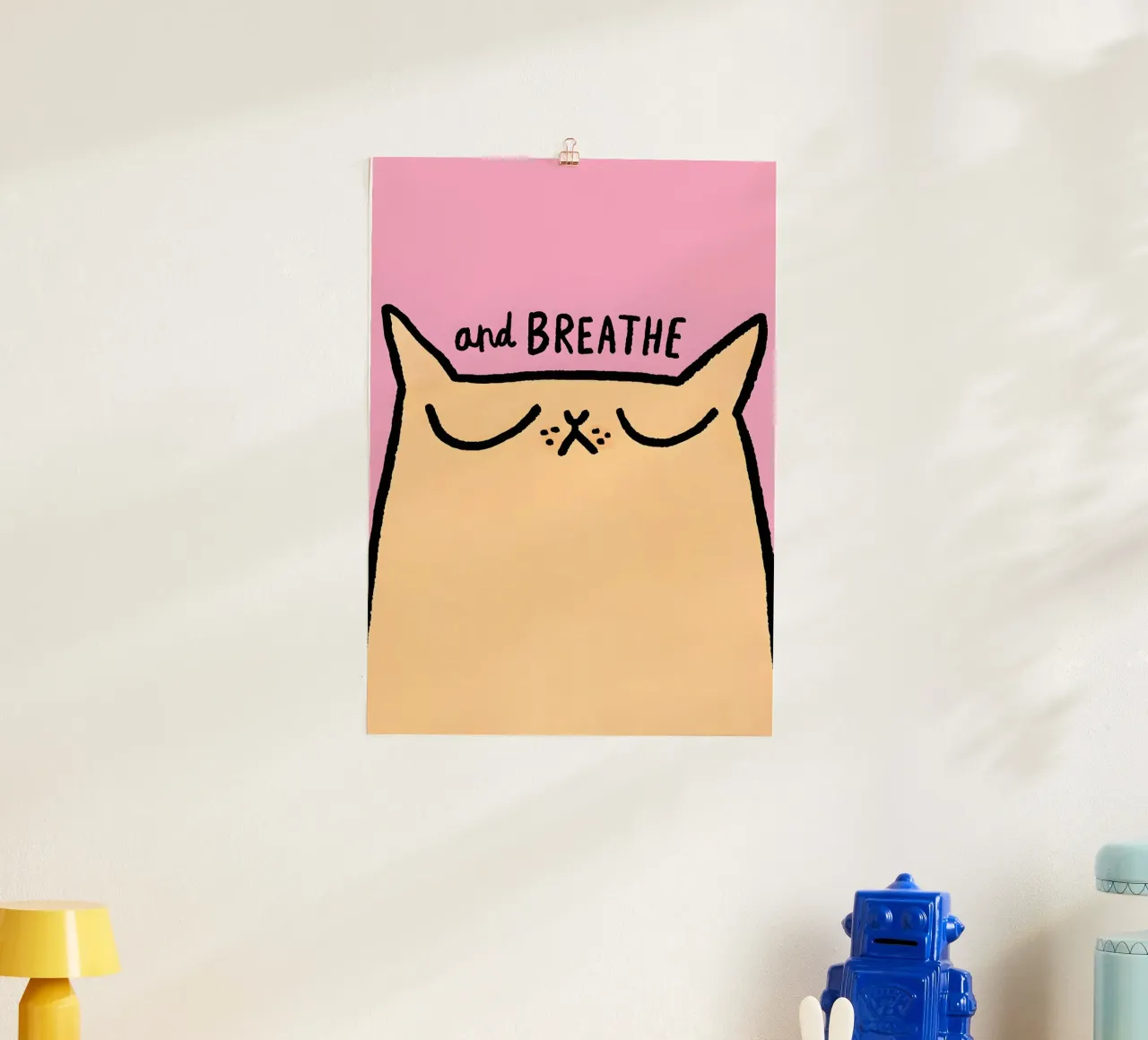 "and BREATHE" poster con telaio in plastica da Type & Tape