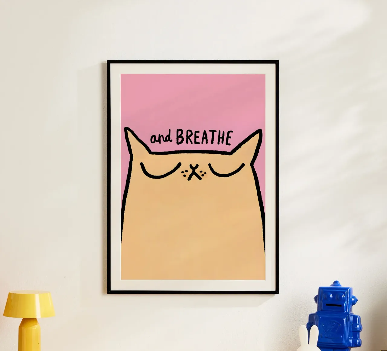 "and BREATHE" poster con telaio in plastica da Type & Tape