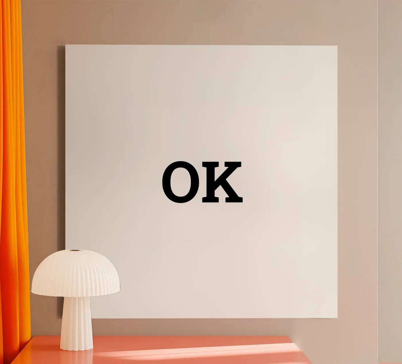 OK, poster con tipografia minimalista in bianco e nero tela da RB-Quotes