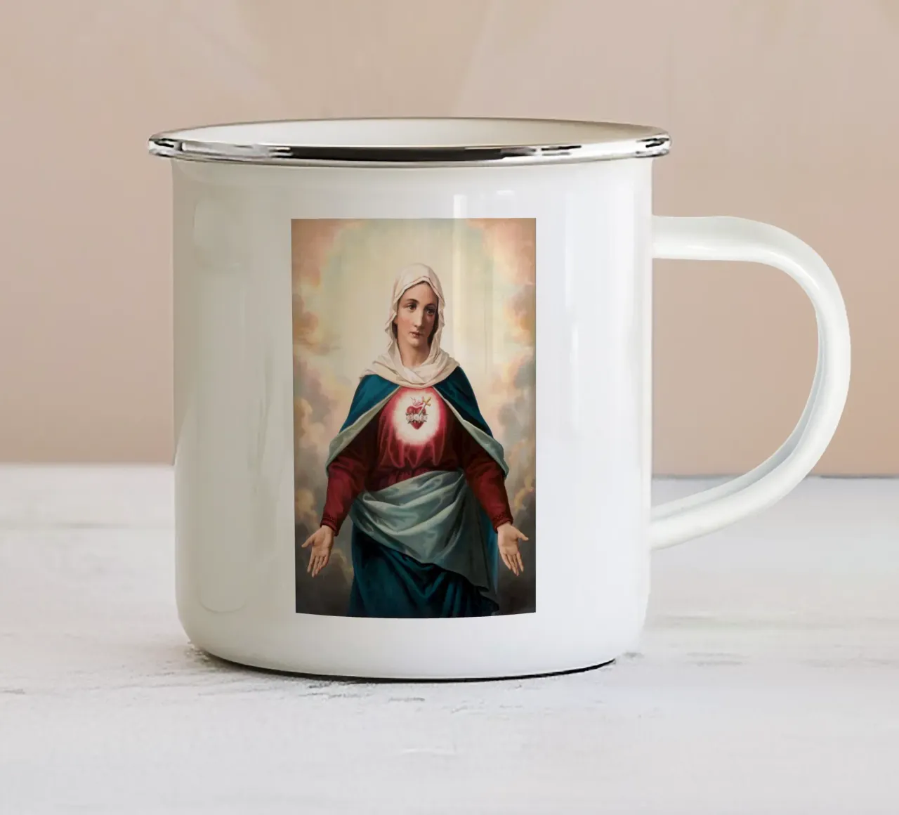 Immaculate Heart of Mary tazza in smalto da apoloprints