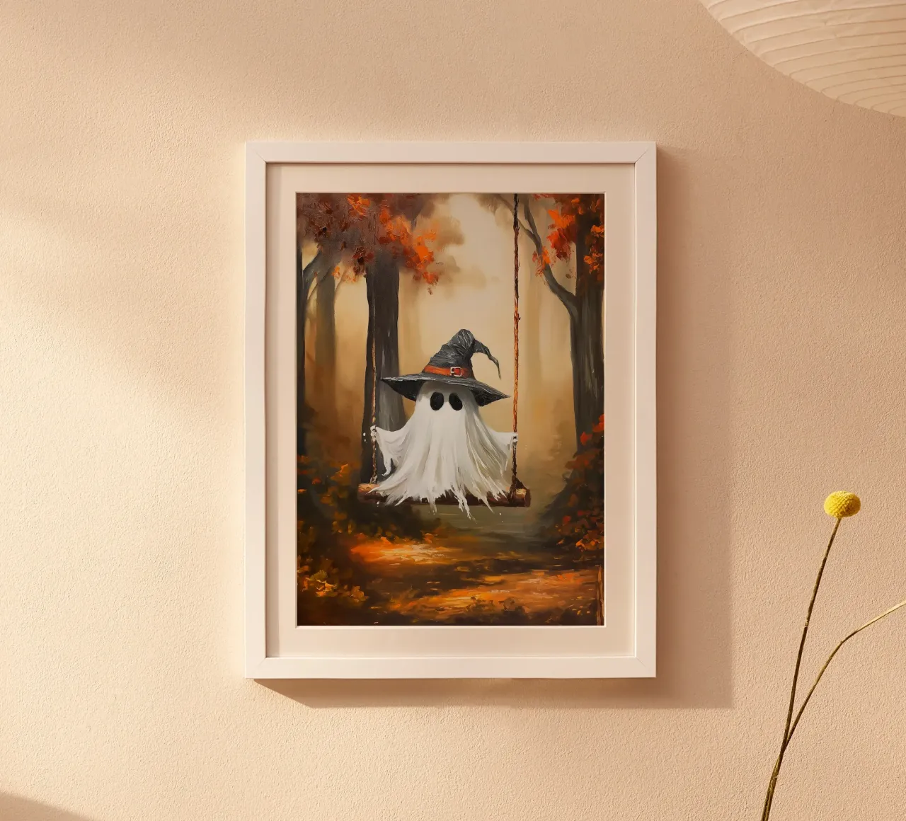 L'altalena dei fantasmi di Halloween poster con telaio in plastica da Fleur de Lys