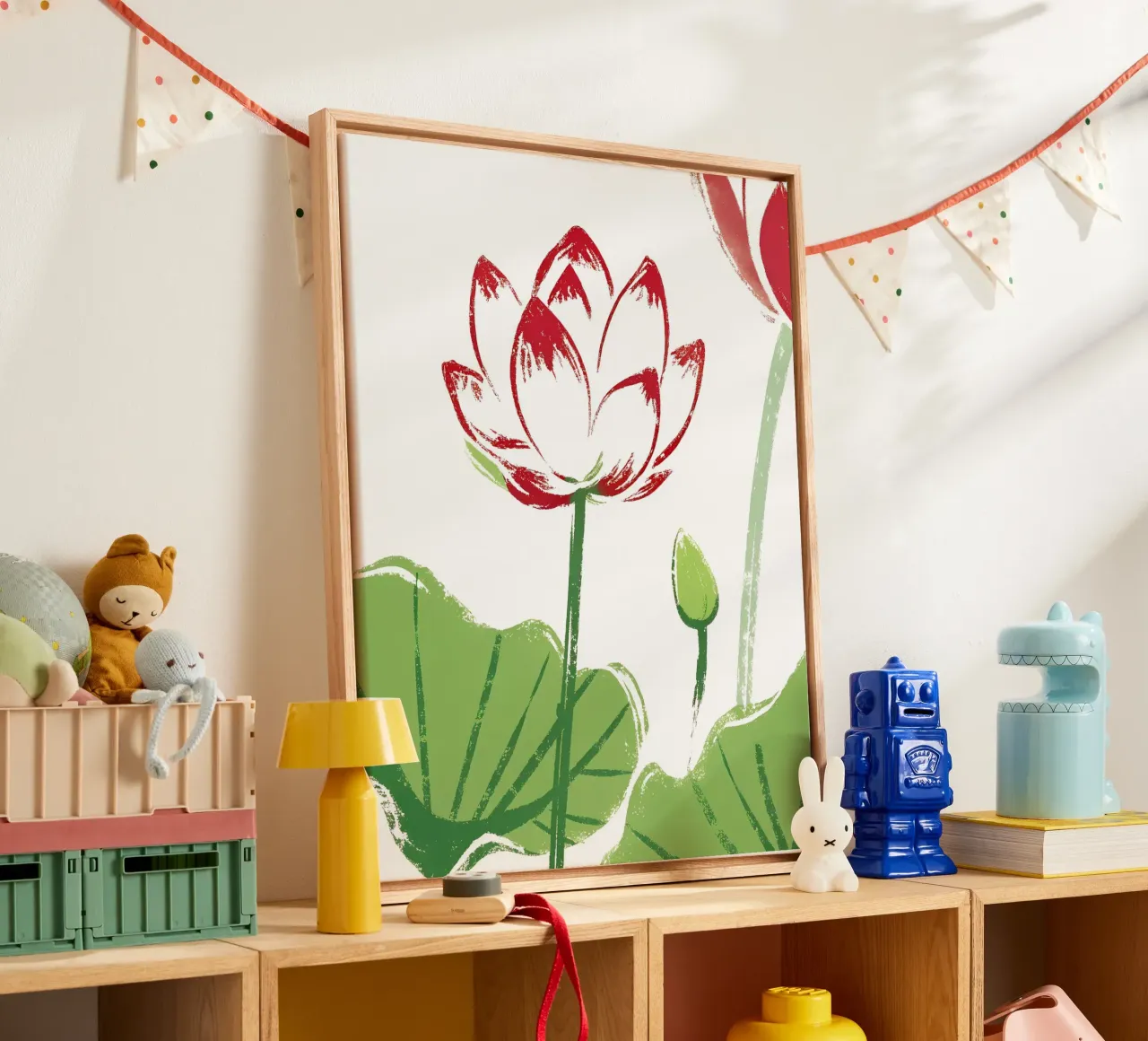 Lotusbloem canvas met Baklijst van PREKETEWE