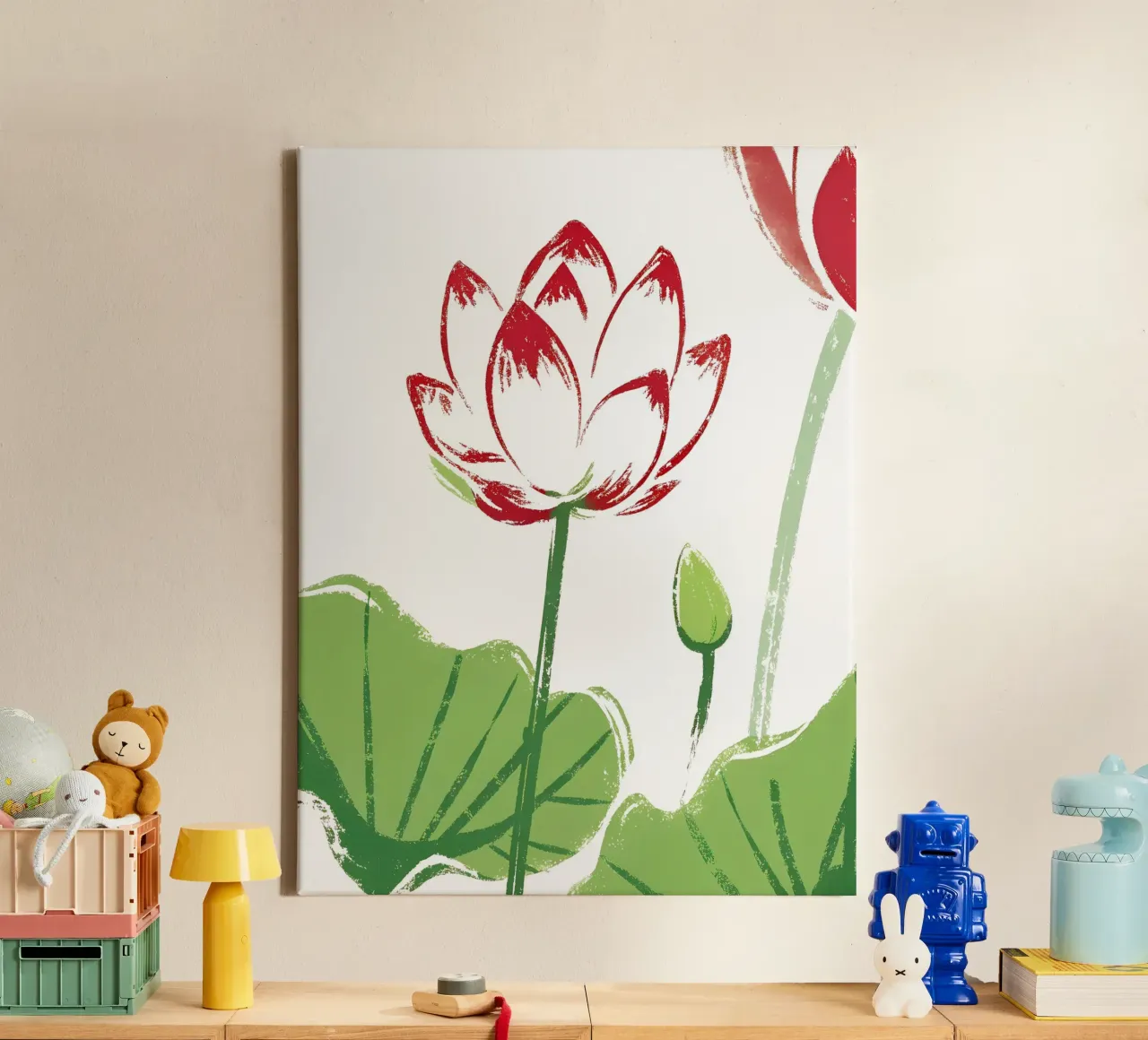 Lotusbloem canvas met Baklijst van PREKETEWE