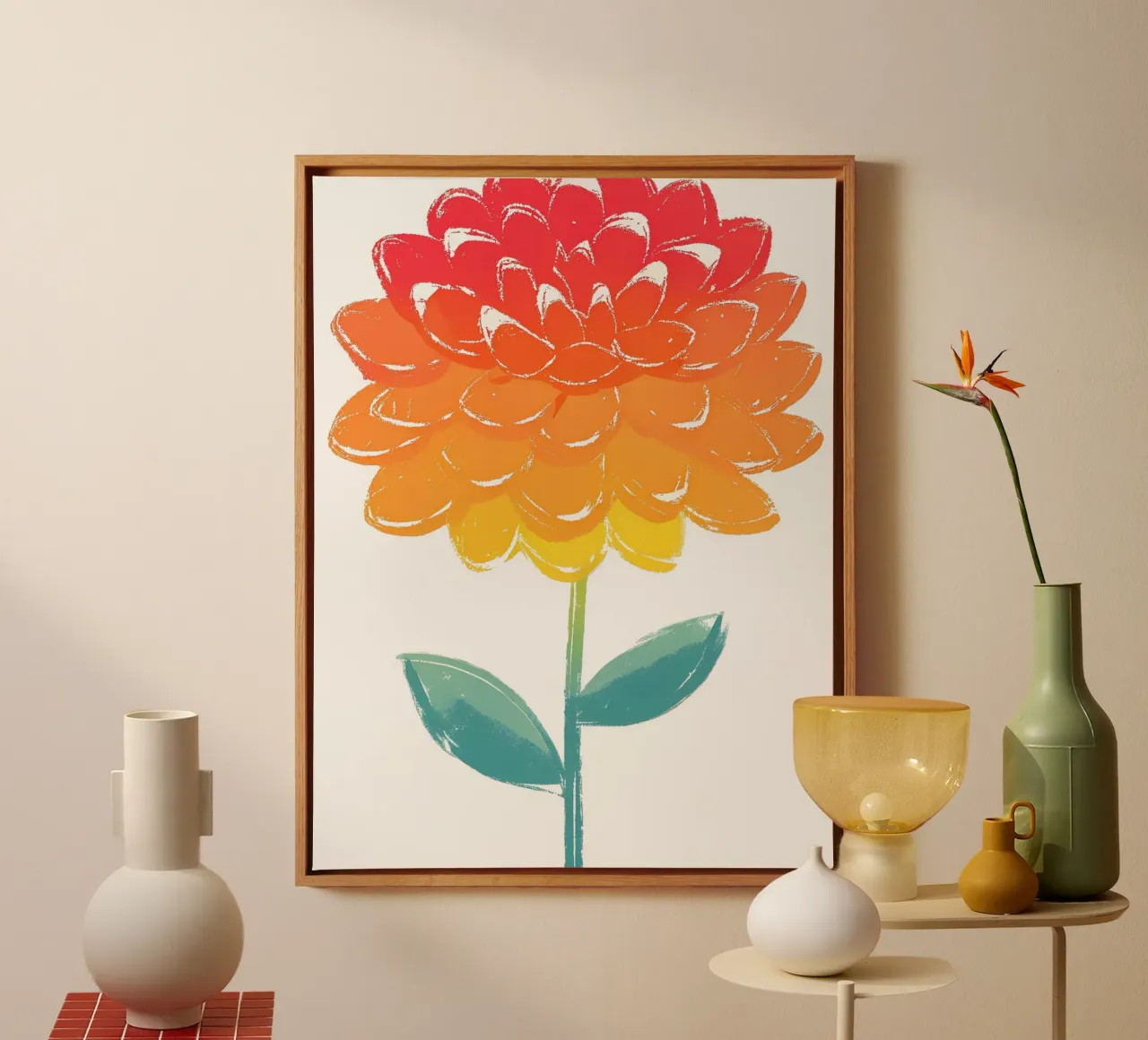 Dahlia bloem canvas met Baklijst van PREKETEWE