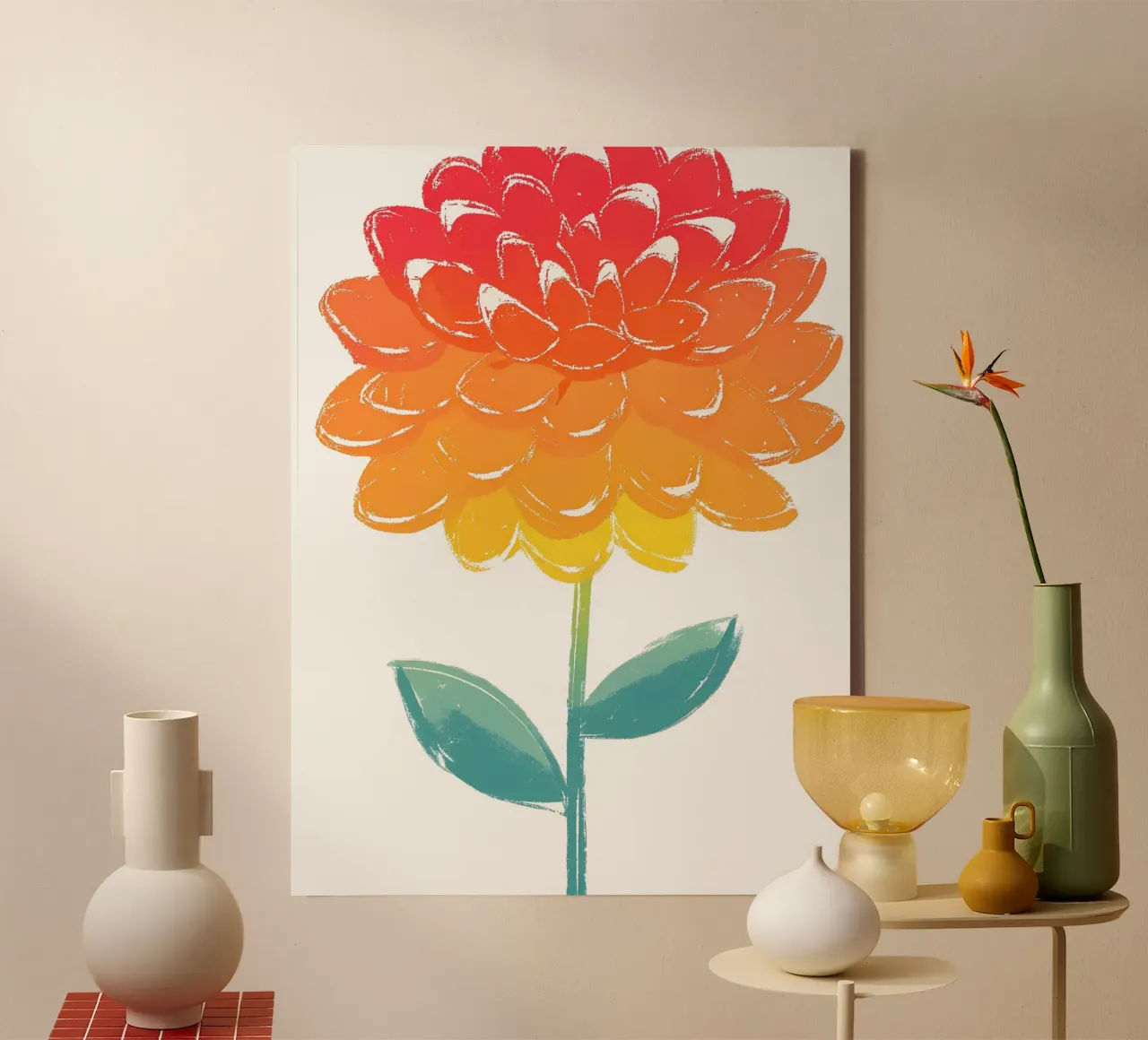 Dahlia bloem canvas met Baklijst van PREKETEWE