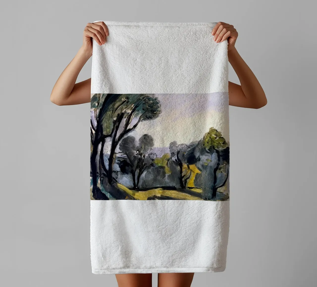 winding trees in the forest towel by briyan shop