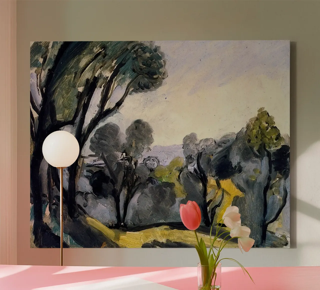 winding trees in the forest canvas with Floater frame by briyan shop