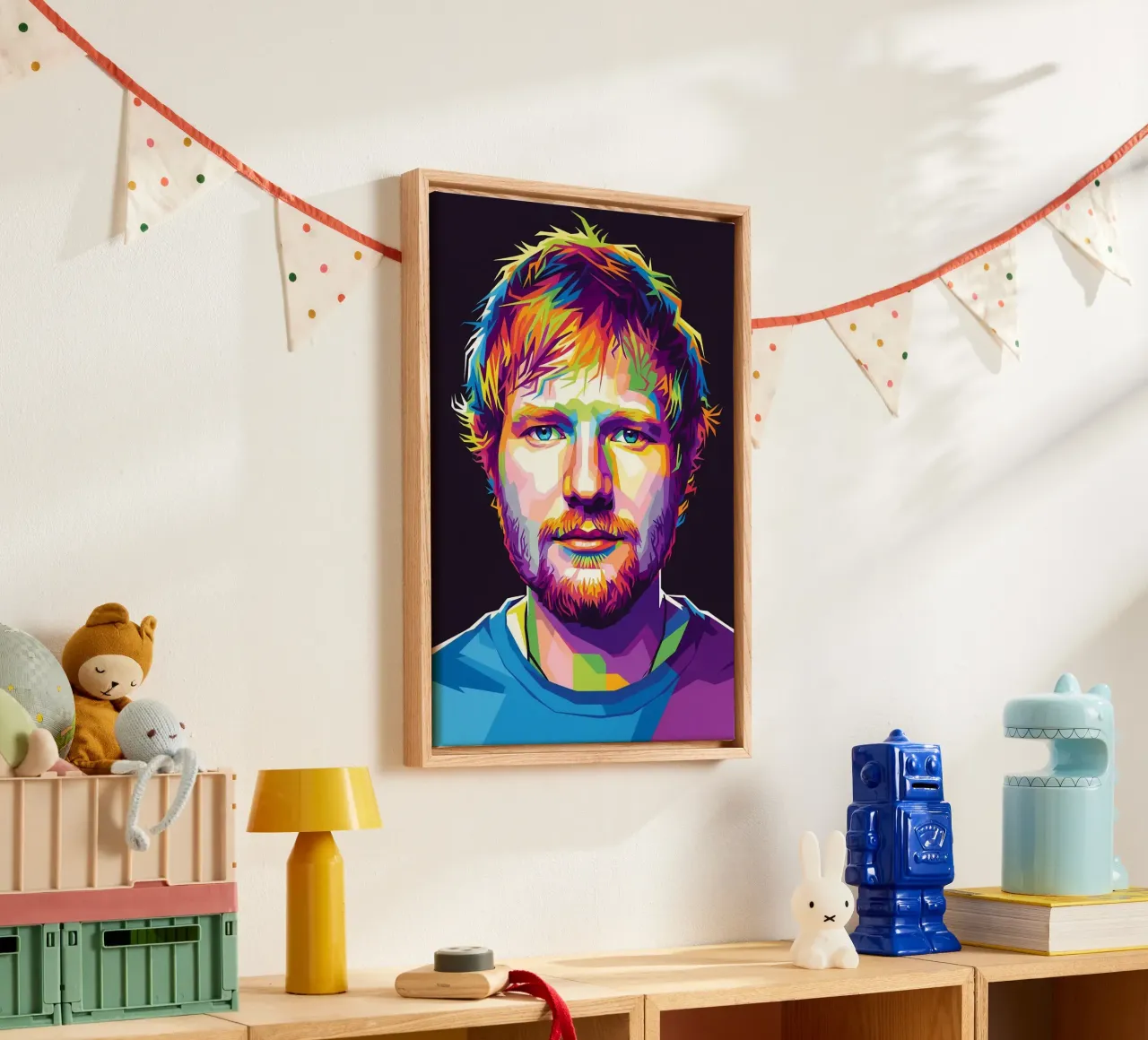 Ritratto pop art di Ed Sheeran tela con Cornice a cassetta da Hantamrata