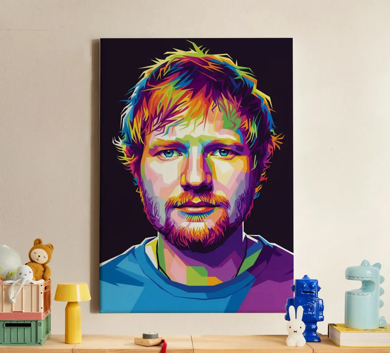 Ritratto pop art di Ed Sheeran tela con Cornice a cassetta da Hantamrata