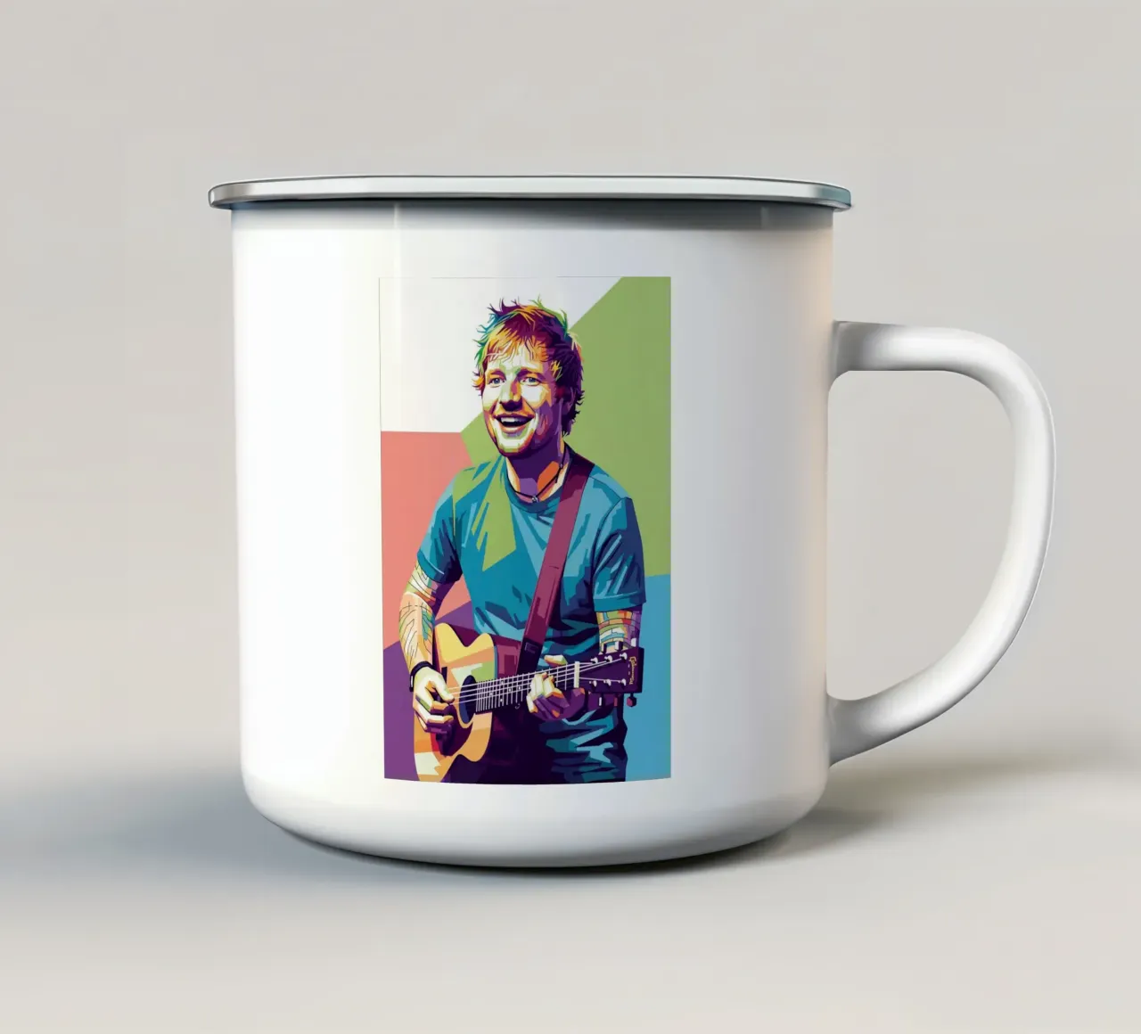 Ed Sheeran si esibisce tazza in smalto da Hantamrata