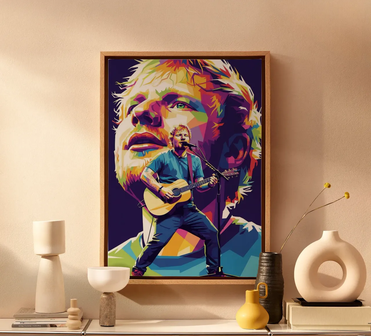 Ed Sheeran pop art tela con Cornice a cassetta da Hantamrata