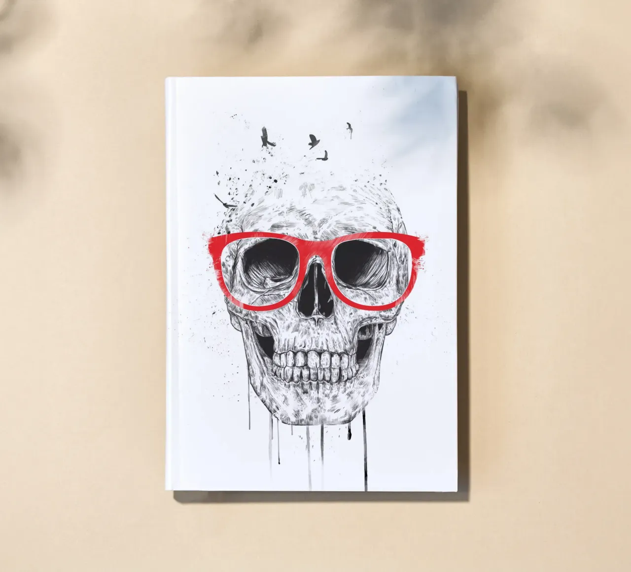 Skull with red glasses notebook by Balazs Solti