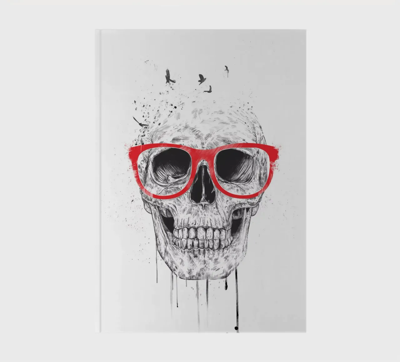 Skull with red glasses notebook by Balazs Solti