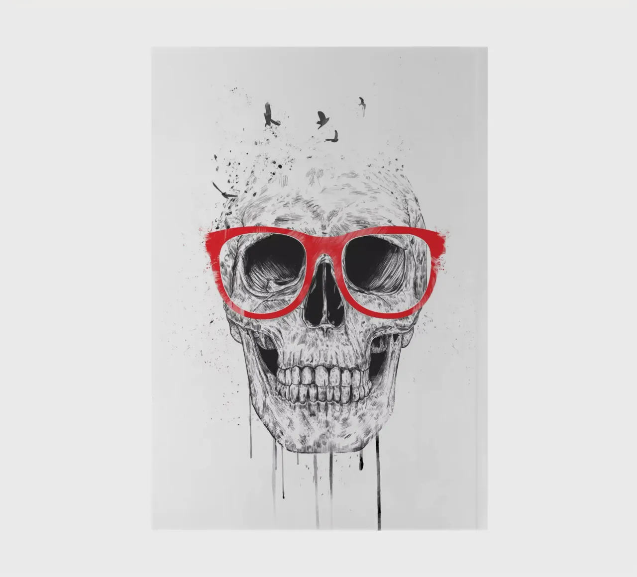 Skull with red glasses notebook by Balazs Solti