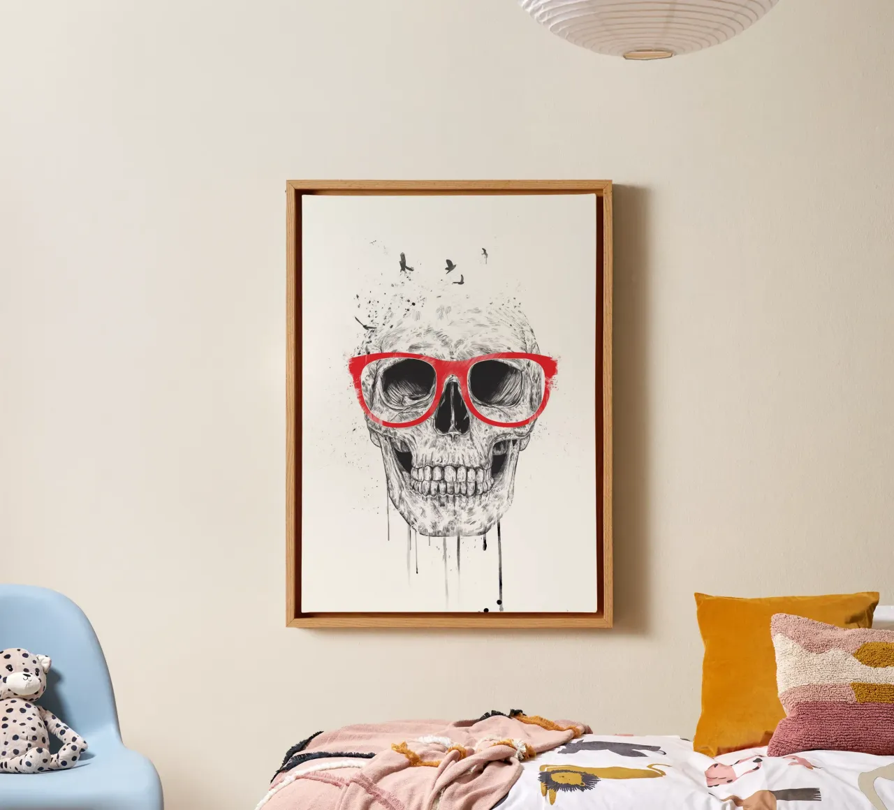 Skull with red glasses tela con Cornice a cassetta da Balazs Solti