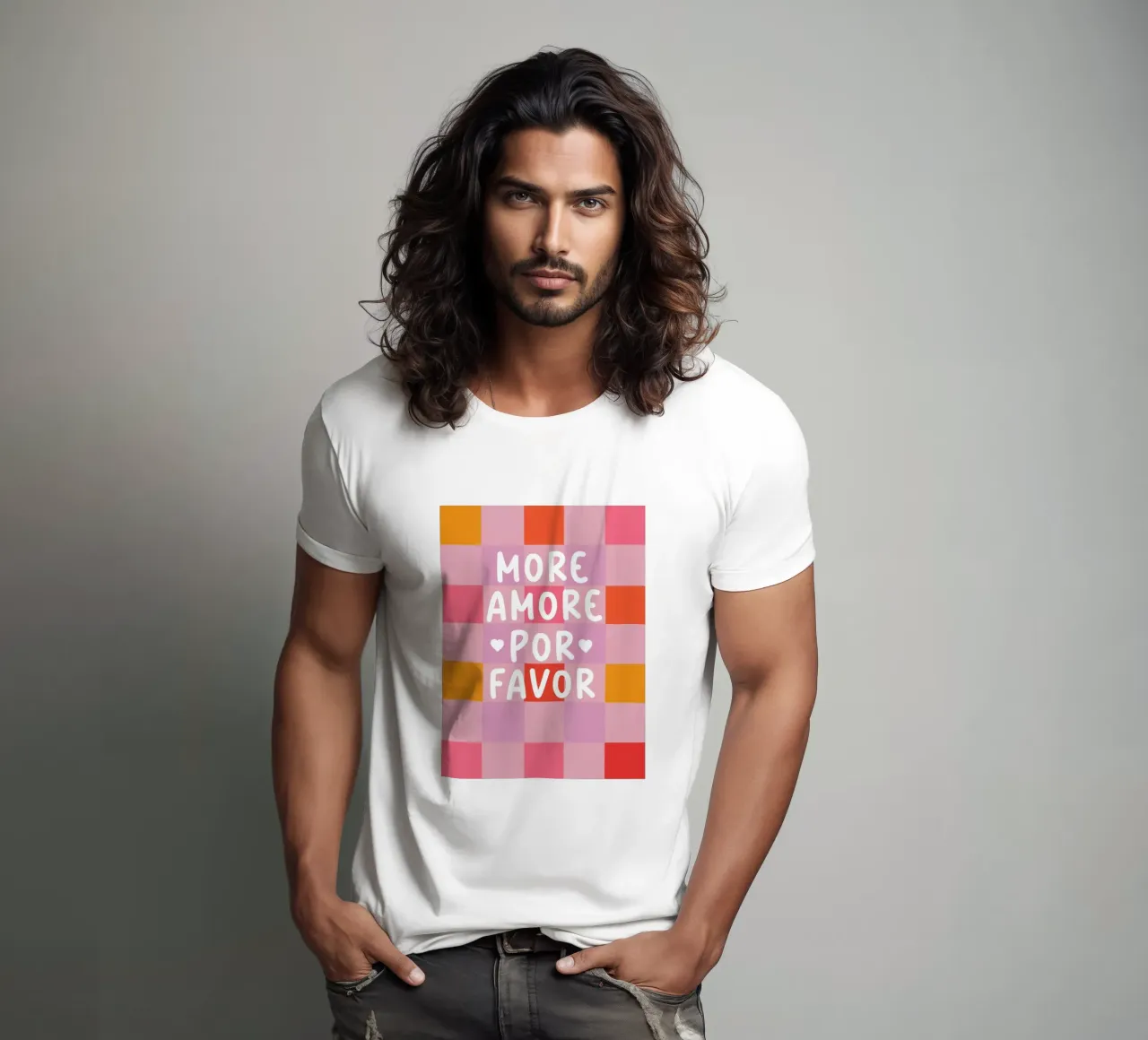 Più Amore in uno schema a scacchi t-shirt da Carinaprint
