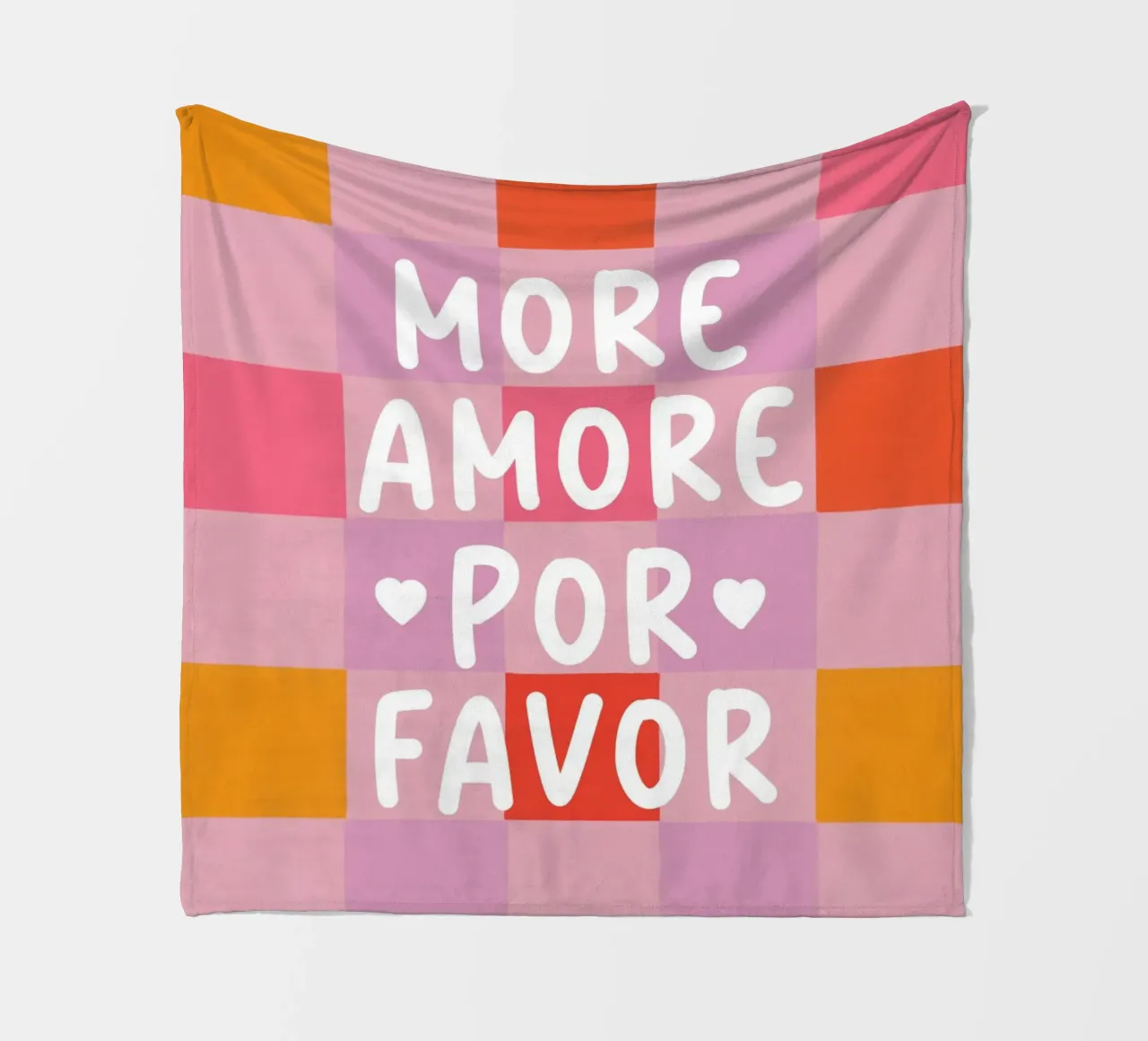 Più Amore in uno schema a scacchi coperta in pile da Carinaprint