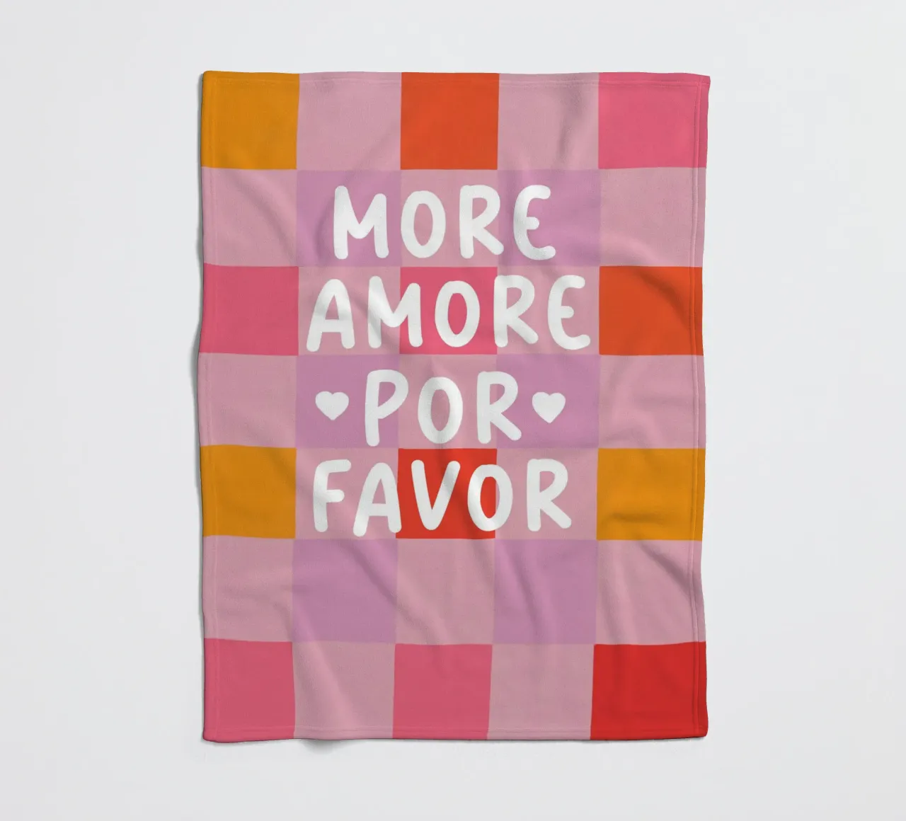 Più Amore in uno schema a scacchi coperta in pile da Carinaprint