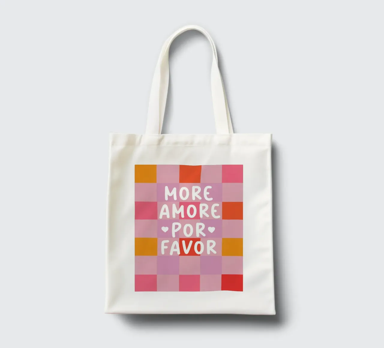 Più Amore in uno schema a scacchi borsa in juta da Carinaprint