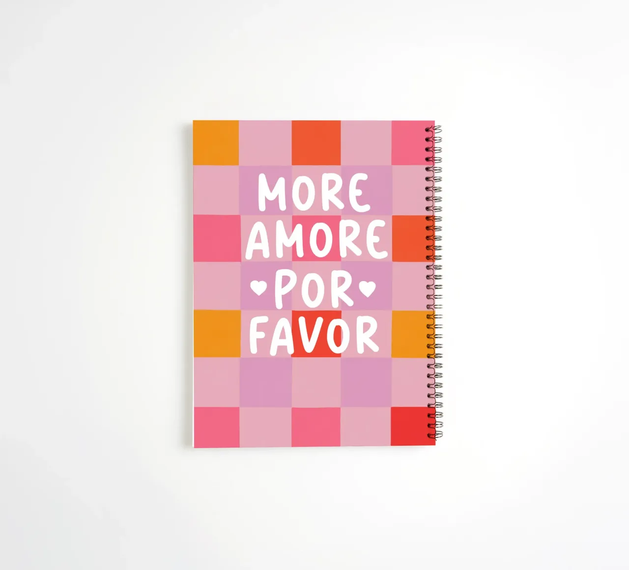 More Amore in a chess pattern spiral notebook by Carinaprint