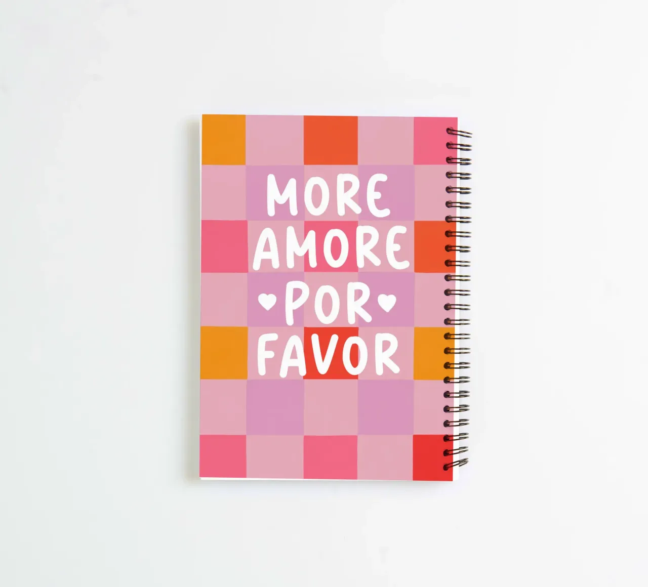 More Amore in a chess pattern spiral notebook by Carinaprint
