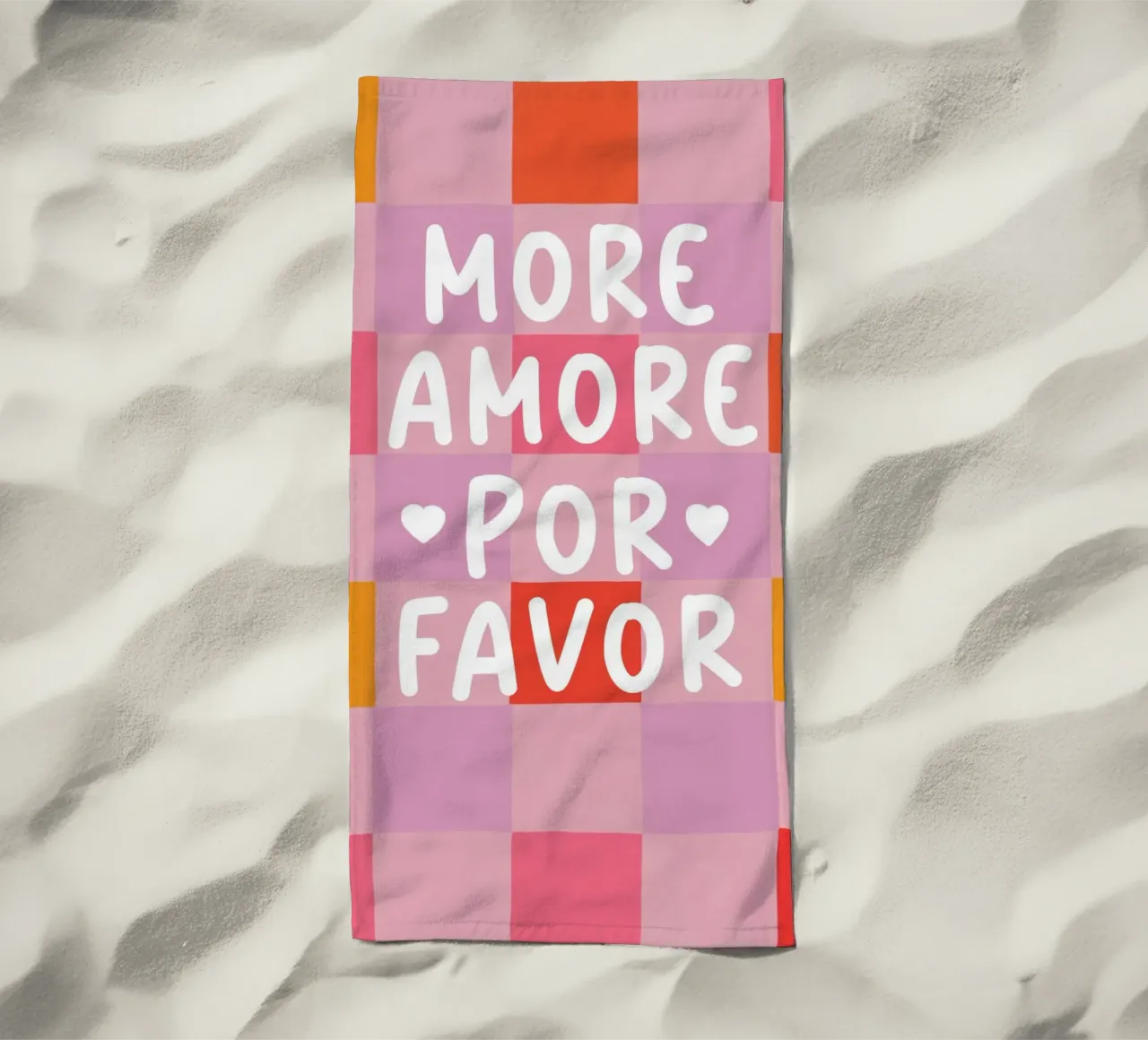 Più Amore in uno schema a scacchi telo mare da Carinaprint