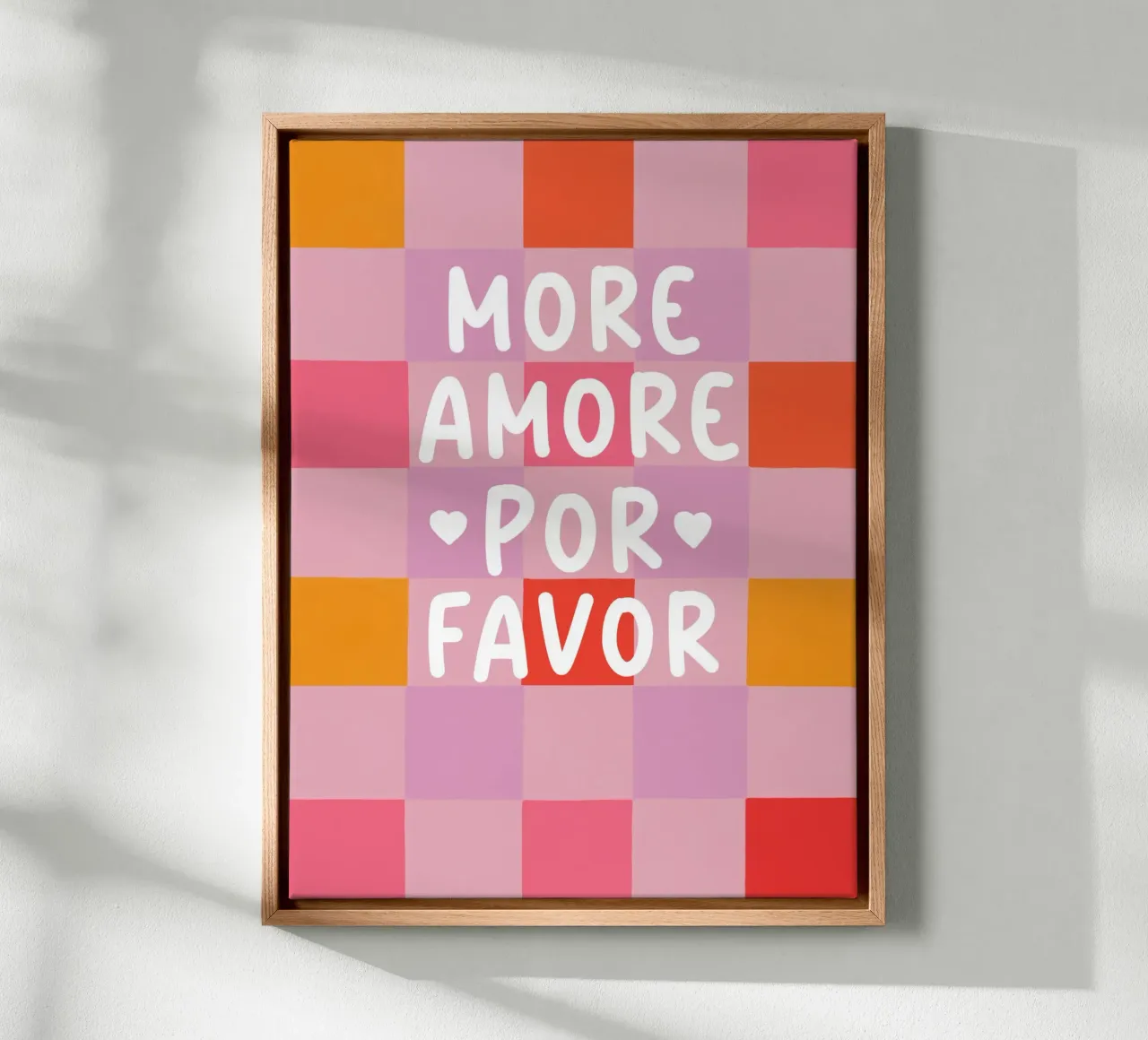 More Amore in a chess pattern canvas with Floater frame by Carinaprint