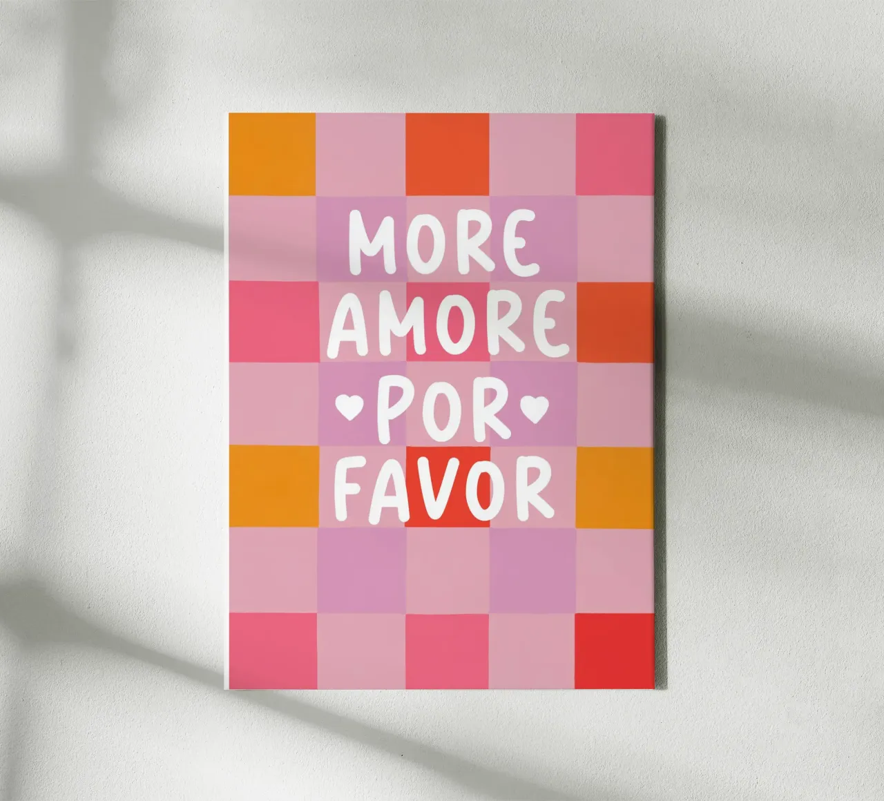 More Amore in a chess pattern canvas with Floater frame by Carinaprint