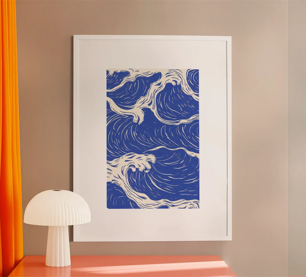 Golven in beweging - Abstracte oceaanstroming poster met kunststof frame van Yorke Studio