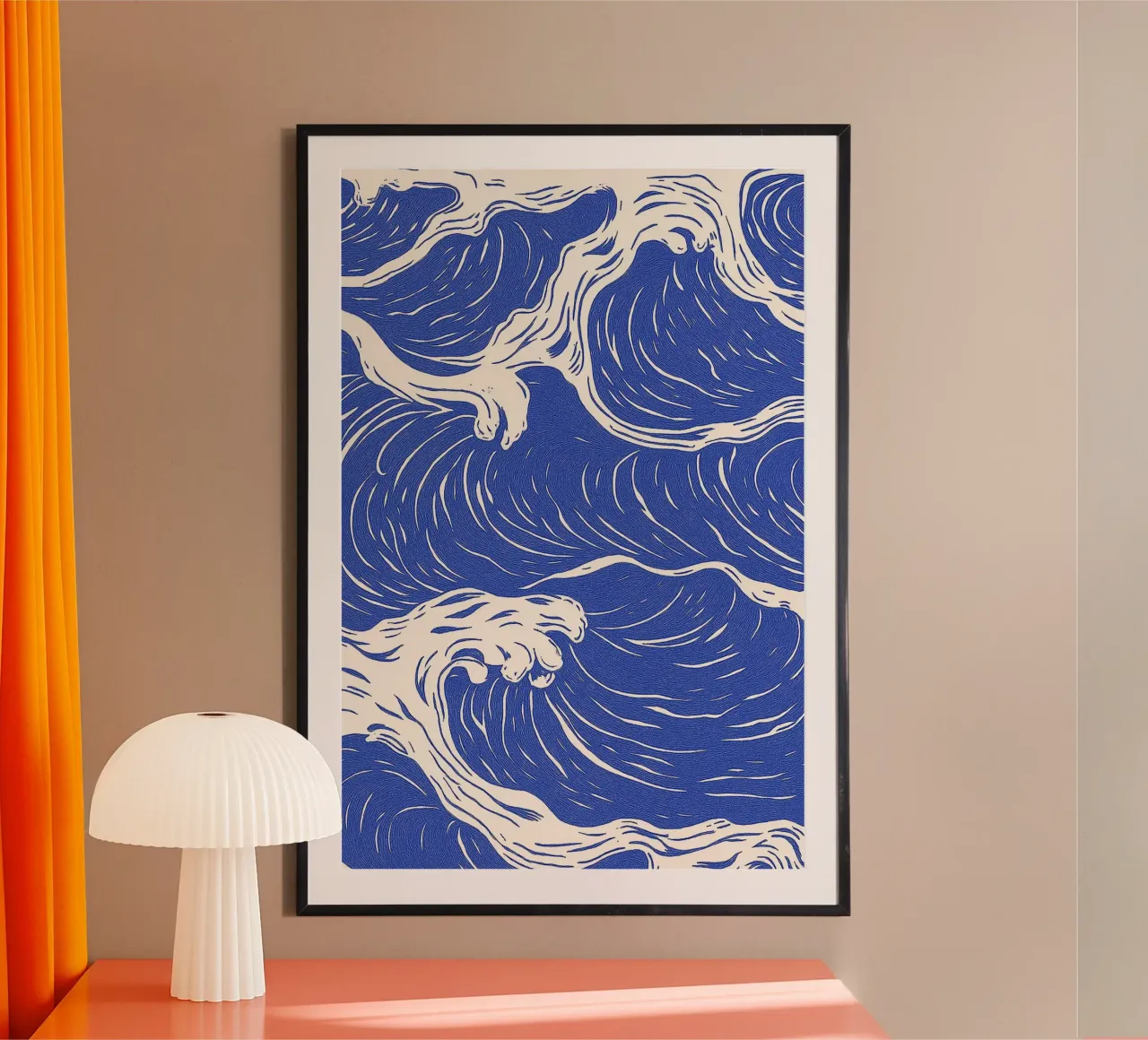 Golven in beweging - Abstracte oceaanstroming poster met kunststof frame van Yorke Studio